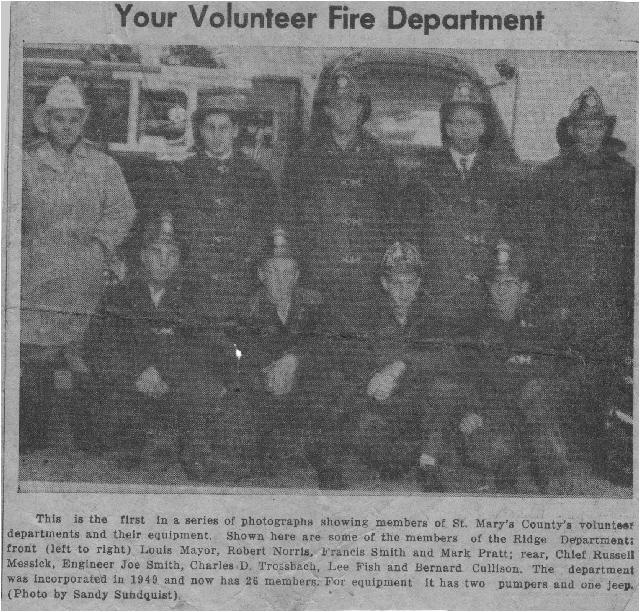 Early photo of members of Ridge VFD
